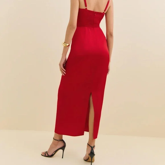 strapless open back dress GANNI seersucker gingham dress with puff sleeves  BOREAL REBORN